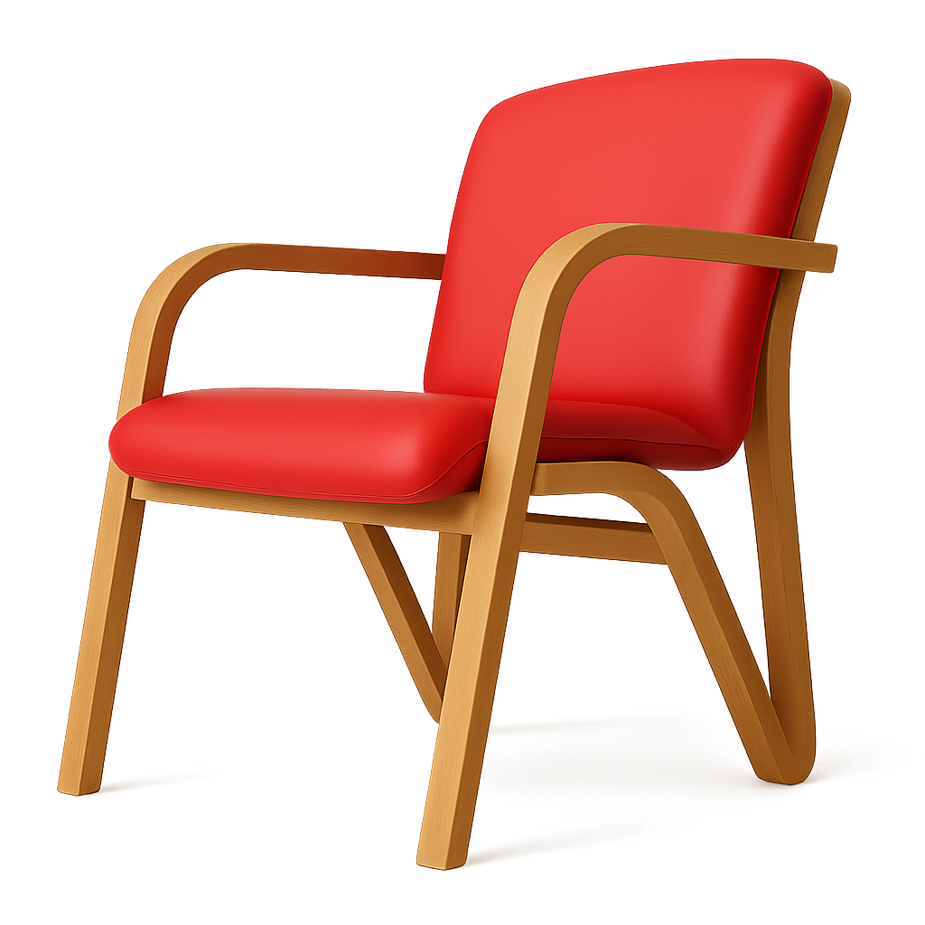 A red chair representing the client in every Axcend meeting